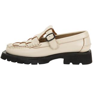 HEREU 春夏小众复古男松糕厚底乐福鞋牛皮革编织小皮鞋银泰精品