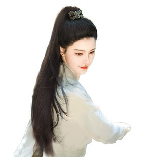 新中式假发女抓夹古风高马尾可扎假发辫子汉服旗袍国风长发马尾夏