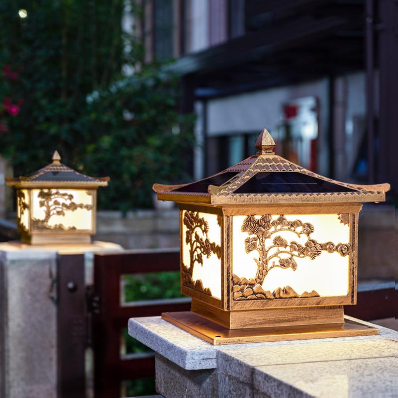 太阳能柱头灯接电款室外围墙灯别墅大门口两侧户外防水庭院柱子灯