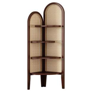 转角置物架实木落地墙边角收纳柜客厅三角柜子餐厅拐角书架储物柜