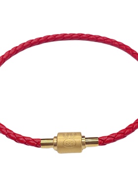 十二生肖马年红手绳手链皮绳串珠