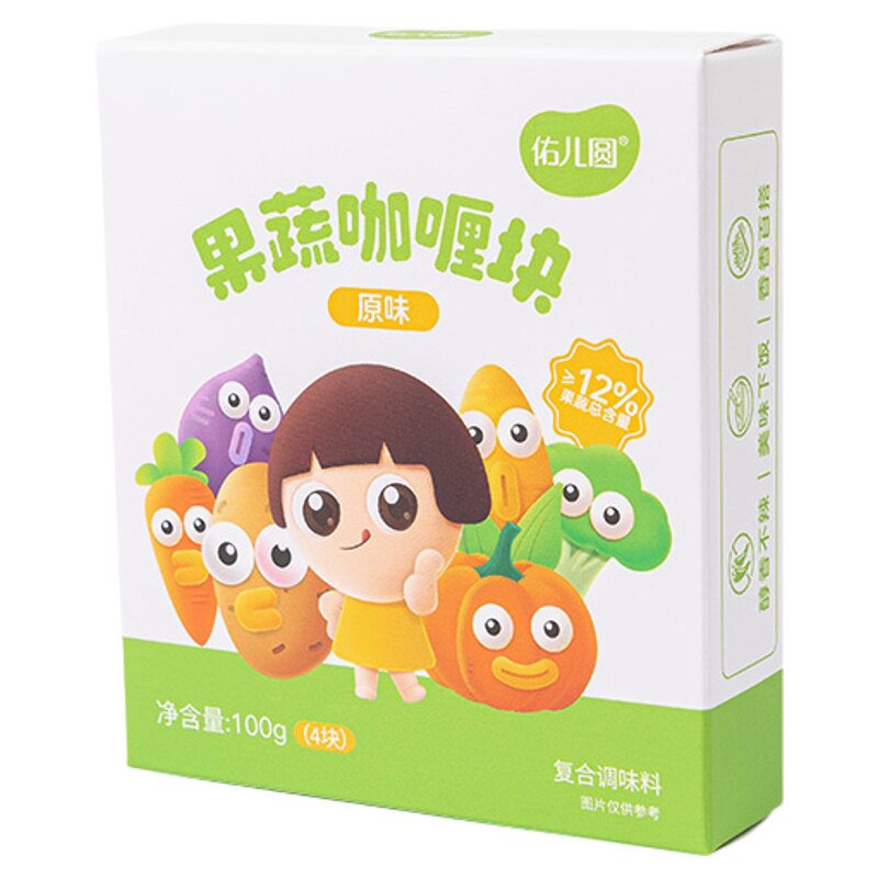 佑儿圆儿童果蔬咖喱块煲汤拌饭酱调料4块装赠婴幼儿宝宝辅食食谱 块装实拍商品图