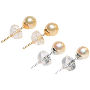 天然色日本海水akoya羽皇金珍珠极光迷你baby小耳钉正圆纯银或18k