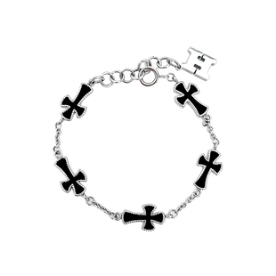 自制中古十字架手链男女钛钢高级感手饰男款金色复古男士秋冬配饰