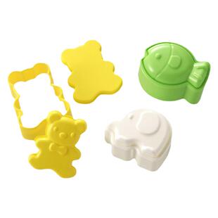 卡通动物饭团DIY模具 创意3个装熊象鱼儿童米饭便当工具 厨房烘培