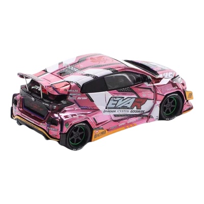 现货 POPRACE 1:64 丰田 雅力士 YARIS 电镀粉色 合金车模