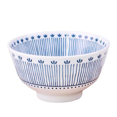 陶瓷碗手绘蓝瓷兰花千叶草釉下彩