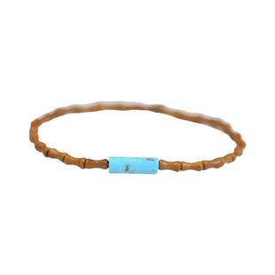 橄榄核手链女ins小众设计小清新天然绿松石桶珠竹节复古转运手串