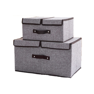 双盖衣物收纳箱分隔棉麻内衣收纳盒宿舍防潮衣柜整理盒折叠储物箱