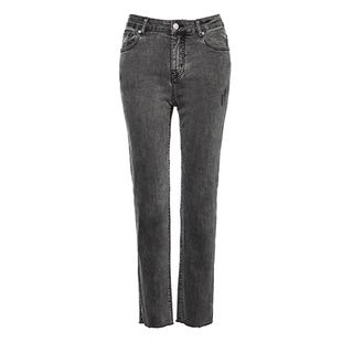 sp68牛仔裤直筒宽松女士中高腰秋季新款黑色小个子显瘦百搭