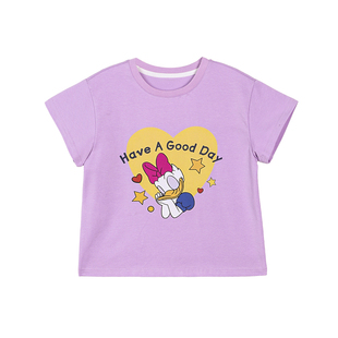 小O宝童装 宝宝后背图案短袖t恤女凉感2026夏装新款女童卡通上衣