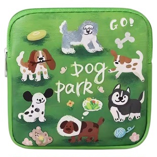 姨妈巾收纳包踏青小狗卡通学生月事包ins风女生便携大容量收纳袋