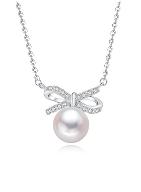 蝴蝶结天然珍珠项链2024新款爆款