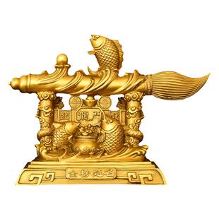 黄铜文昌笔摆件鱼跃龙门毛笔金榜题名学生考试礼品书桌挂件装饰
