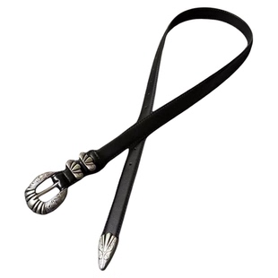 DFDG雕花唐草金属扣皮带男女百搭简约小众设计黑色细腰带复古皮带