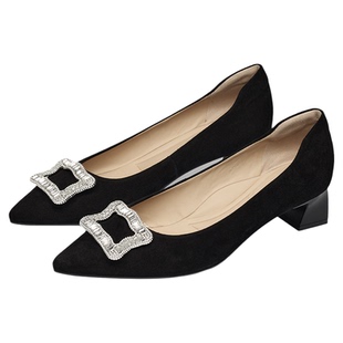 KISSCAT接吻猫[银锭猫掌鞋]26春新黑色高跟鞋舒适尖头真皮单鞋女