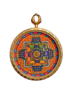 藏式唐卡坛城小唐卡吊坠男女随身项链绿度母扎基拉姆挂件饰品礼物