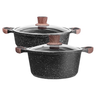 麦饭石汤锅家用不粘锅双耳蒸煮面锅煲汤燃气电磁炉专用火锅锅焖锅