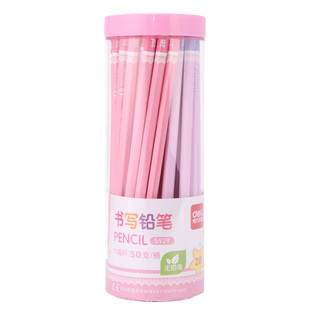 得力品牌2B铅笔刻字防丢六角杆50支筒装小学生写字HB铅笔刻名定制