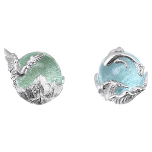 奔赴山海 925纯银耳钉原创小众设计飞鸟与鱼情侣男女耳饰养耳洞