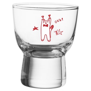 原创可爱OKK小猫小狗透明玻璃小白酒杯果酒杯烈酒杯迷你烧酒杯子