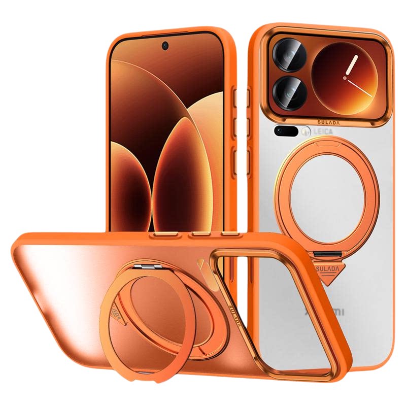 SULADA酷盾小米17肤感手机壳360支架手感适用17磁吸灰色金属镜框xiaomi17pro简约微磨砂17promax透明17保护壳