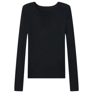 丽雪LEISURE亲肤舒适春打底衫女羊毛修身圆领薄款长袖套头上衣