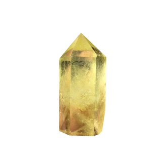 天然巴西黄水晶单尖柱子原矿打磨彩虹六棱柱茶黄办公桌面迷你摆件