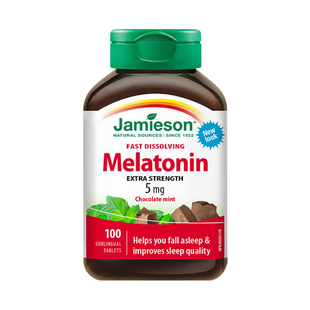 Jamieson健美生加拿大进口褪黑素速溶含片5mg100片退黑素巧克力味