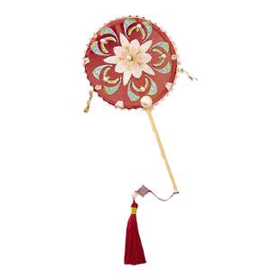 儿童古风团扇迷你掌扇中国风女童汉服搭配舞蹈走秀拍照敦煌刺绣扇