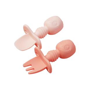 IKV舔舔勺小宝宝硅胶学食勺训练勺子短柄婴儿辅食吃饭软叉勺餐具