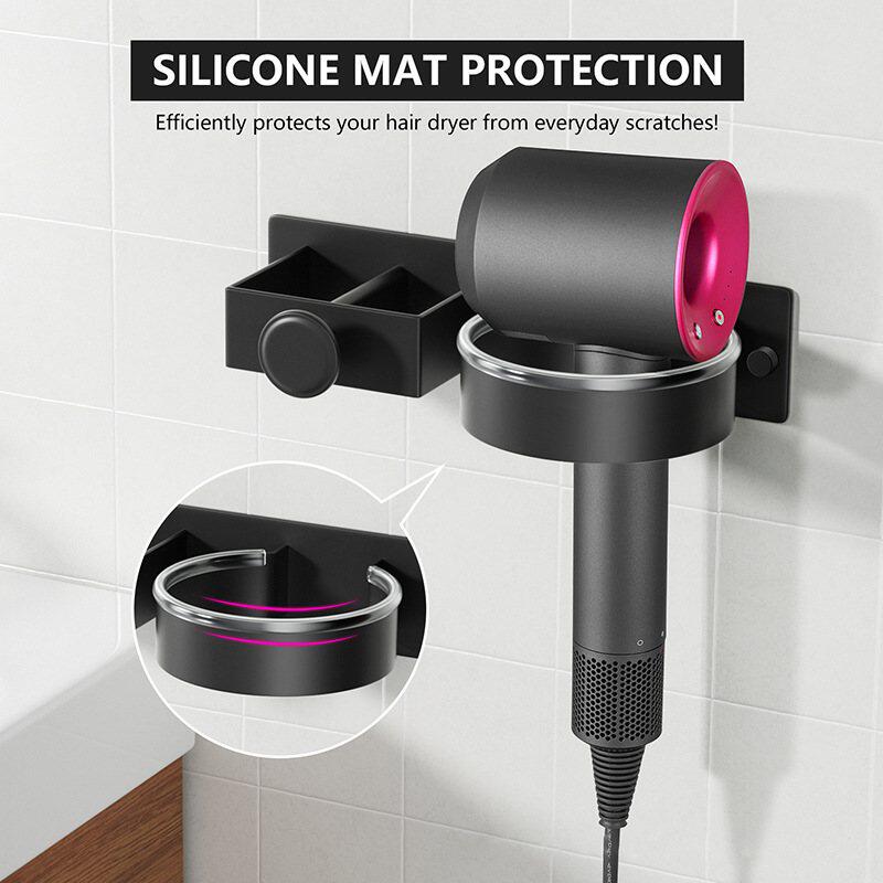 免打孔吹风机支架壁挂式浴室夹板架电电吹风储物置物架直板熨发器