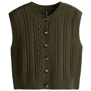 HM冬季女装绞花针织马甲1305699