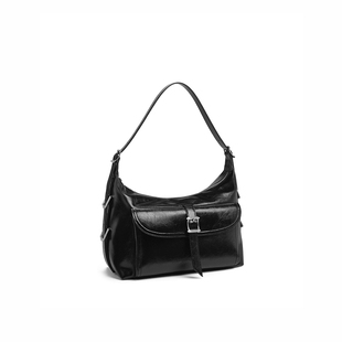 CHARLES&KEITH秋冬女包CK2-40782622大容量油蜡皮单肩腋下包hobo