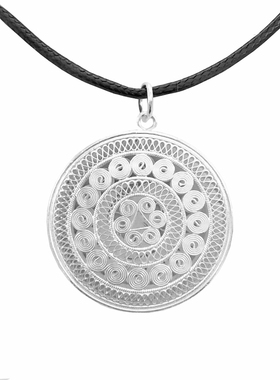 生肖拉丝男女铜鼓毛衣链纯银999