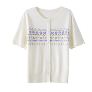 【勿忘我小衫】OSA清新彩色提花针织衫女夏季新款减龄套头衫上衣