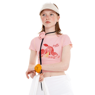 KIRSH大樱桃夏季新款女短袖T恤显瘦修身短款上衣露脐高腰