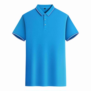 孔蓝色翻领工作服定制polo衫短袖冰丝夏季4s店团体工装t恤印logo