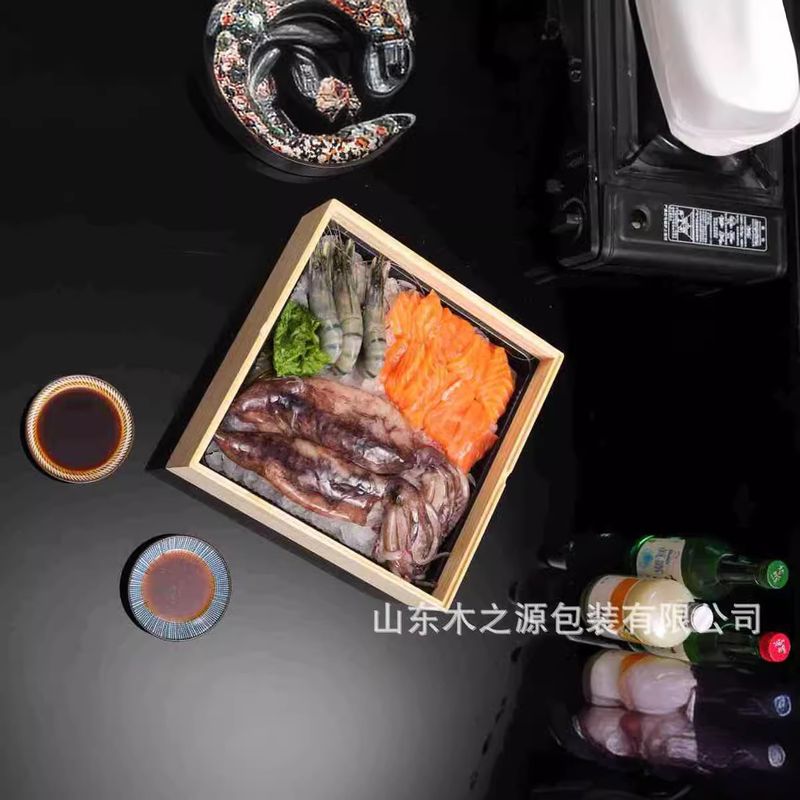 木质水果包装盒亚克力透明水果盒木盒外卖糕点包装包装盒拼盘野餐