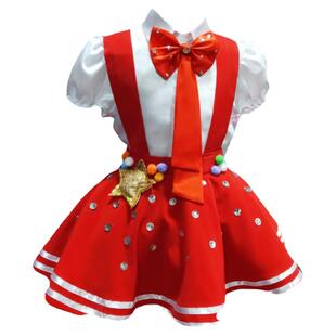 儿童闪亮的小红星合唱演出服舞蹈蓬裙小学生红歌比赛诗歌朗诵服装
