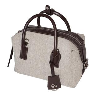 the pleasure molecule勋章波士顿包头层牛皮帆布拼皮手提斜挎包