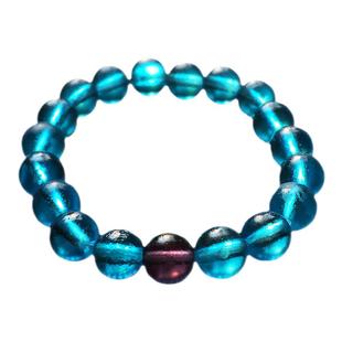 清代官造宫廷御用古法老琉璃 湖蓝色原创10mm手链 男女款朝珠手串