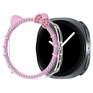 适用三星Galaxy Watch8手表保护壳套罩 PC可爱KT猫镶钻智能表壳44