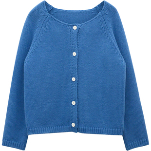 动心啊~ju显白~蓝色外穿韩版宽松慵懒毛衣针织开衫外套女短款冬季