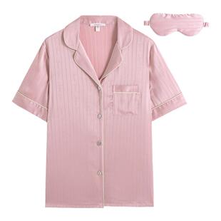 AMYDIMO臻爱女薄款家居服高级感冰丝提花睡衣礼盒装夏情侣睡衣