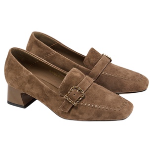 fed粗跟单鞋秋季新款女鞋老钱风乐福鞋真皮通勤鞋女S0812-ZCA520