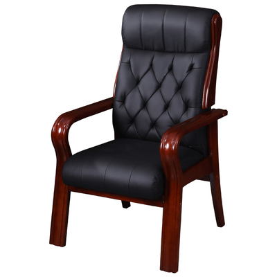 实木头层牛皮高靠背大班椅