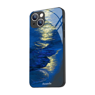 适用苹果14pro手机壳海浪星光vivox100油画风iPhone梵高opporeno11/10浪漫s19艺术13高级玻璃neo98小众不撞壳