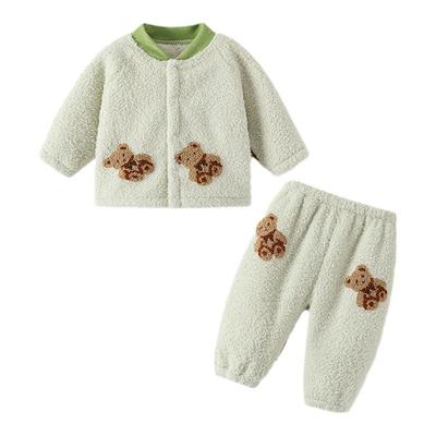 婧麒宝宝法兰绒家居服套装冬季