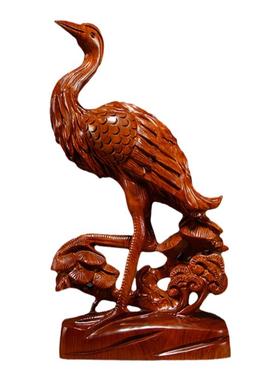 松鹤延年家居客厅红木贺寿工艺品